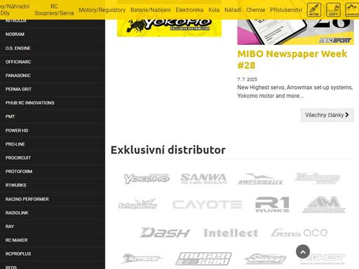 	
		
							
	mibosport je e-shop s profesionálními rc modely a jejich vybavením. jsme  distributor značek yokomo, sanwa, awesomatix, muchmore, schumacher, sunpadow, sweep, highest a dalšíc…
