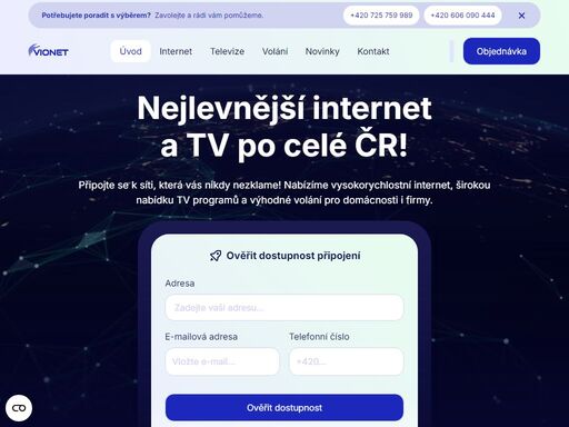 připojte se k síti, která vás nikdy nezklame! nabízíme vysokorychlostní internet, širokou nabídku tv programů a výhodné volání pro domácnosti i firmy.