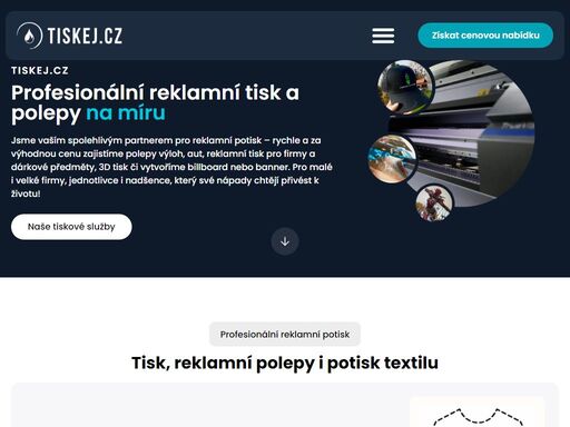 nabízíme špičkové tiskové služby na míru – reklamní potisk, 3d tisk, výšivky a více. rychlé zpracování, kvalitní výsledky a individuální přístup.