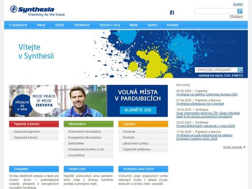 úvodní strana společnosti synthesia, a.s., výrobce chemie na území čr a přední výrobce chemických specialit v evropě.