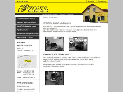 karosárna karoma v olomouci, odtahová služba olomouc. autoservis a lakovna. opravy karosérií osobních i užitkových vozidel.