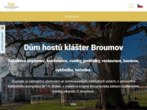 dům hostů je ubytování s wi-fi v historickém klášteru broumov. hostíme konference, svatby, dětské skupiny, individuální hosty. mnišské cely jsme upravili na pokoje: 9 dvoulůžkových, 11 čtyřlůžkových, 1 osmilůžkový. s 24 místy v noclehárně je to 94 lůžek. dopřejte si zážitkový pobyt v krásné přírodě chko broumovsko.
