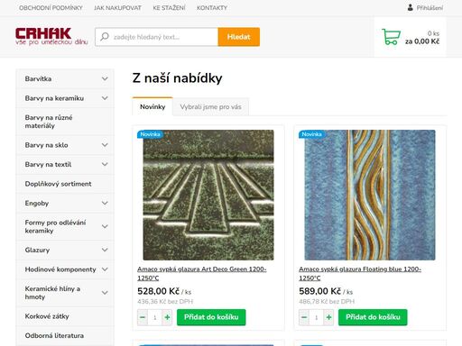 výroba a prodej materiálů a pomůcek pro keramické dílny.
