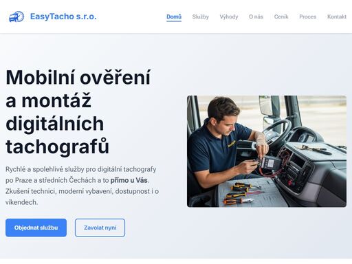 easytacho s.r.o. - mobilní ověření a montáž digitálních tachografů po praze a středních čechách. výjezd k zákazníkovi, dostupnost 7 dní v týdnu. zkušení technici, certifikované postupy, záruka kvality.