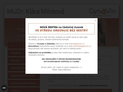 mudr. milotová otevírá gynekologickou ordinaci 19.ledna 2015 na adrese vinohradská 176, praha 3.