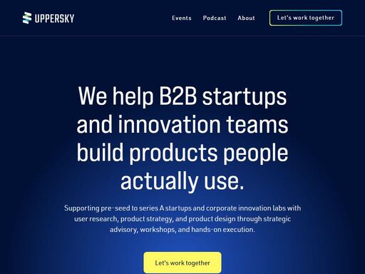 supporting pre-seed to series a startups and corporate innovation labs with user research, product strategy, and product design through strategic advisory, workshops, and hands-on execution.