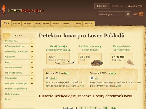 ? největší eshop a komunitní portál s detektory kovů v čr. recenze pro každý detektor kovu, archeologie, fórum, nálezy, mince a půjčovna detektorů kovu.