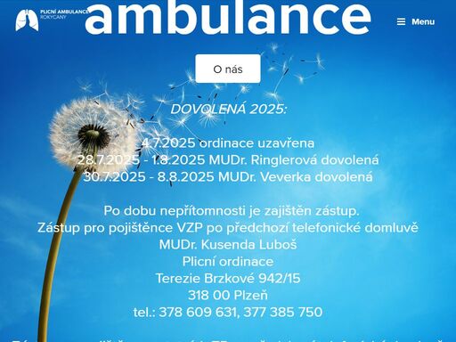 ambulance zajištuje diagnostiku a léčbu všech  respiračních   onemocnění.