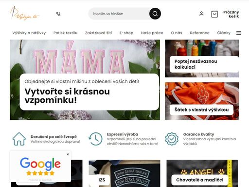 vyšiju to - nášivky, výšivky, potisk, zakázkové šití. vyšít zvládneme cokoliv od triček a kalhot přes ručníky, župany nebo třeba kšiltovky. potřebujete vlajky nebo nášivky? a co třeba potisknout mikinu nebo tepláky? dejte nám o vaší představě vědět, rádi vám pomůžeme!