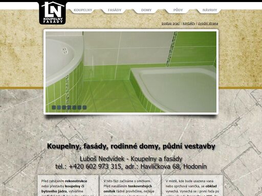 návrhy a realizace koupelen včetně dodání stavebního materiálu, sanitární keramiky, koupelnového nábytku a obkladů.