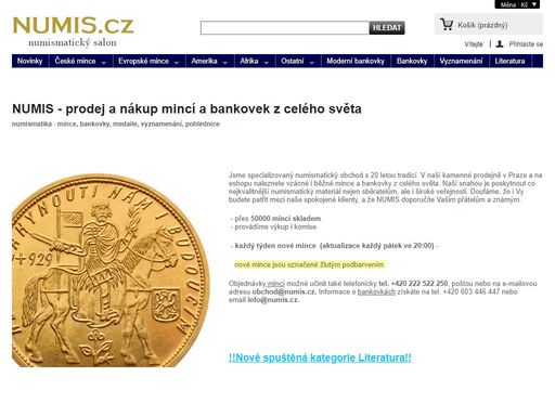 numis - kamenná prodejna a eshop - prodej a nákup mincí a bankovek z celého světa