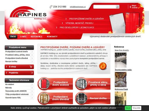 protipožární dveře hapines holding a.s. požární dveře a uzávěry, revizní dvířka, prosklené stěny, příčky, okna. kompletní certifikace, vlastní výroba, montáž i prodej.