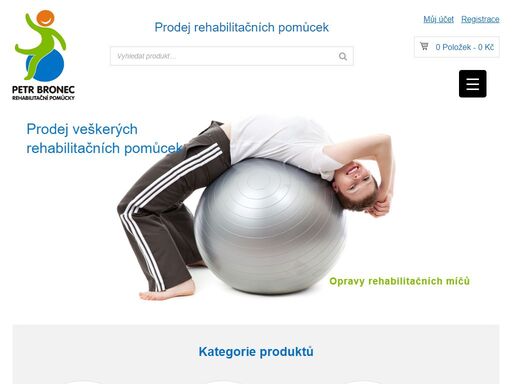 prodej rehabilitačních pomůcek. široký výběr rehabilitačních pomůcek všeho druhu. gymnastické míče, cvičební míče, posilovací pomůcky, balanční pomůcky, rehabilitační cvičení, míčky.