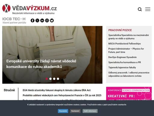 cílem portálu vědavýzkum.cz je informovat o aktuálním dění v oblasti vědní politiky a výzkumu, vývoje a inovací v české republice. portál je určen vše...