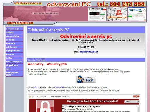 odvirování pc praha, zálohování a obnova dat na pc, instalace a prodej antivirů.