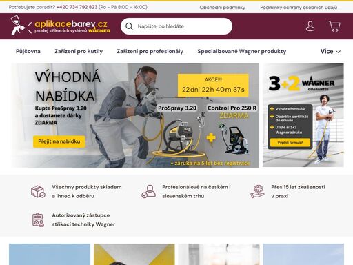 vítejte v našem obchodě. jsme aplikacebarev.cz, autorizovaný zástupce stříkací techniky wagner. specializujeme se na prodej, poradenství a servis profesionálního vybavení pro aplikaci barev a nátěrových hmot. našim zákazníkům – od profesionálů až po domácí kutily – nabízíme široký sortiment produktů wagner, které…