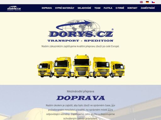 dorys cz poskytuje zákazníkům kvalitní přepravu zboží po celé evropě. doprava, materiály, skladování, spedice, tým, flotila, kontakty.