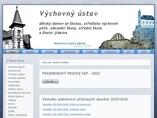 oficiální stránky výchovného ústavu a dětského domova se školou boletice nad labem; stránky střediska výchovné péče děčín, základní školy, střední školy a školní jídelny. 
