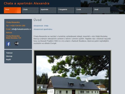 chata alexandra - malá morávka, ubytování jeseníky
