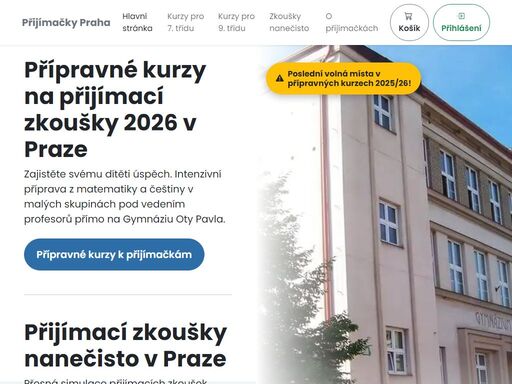 přípravné kurzy k přijímacím zkouškám na víceletá gymnázia a střední školy v praze na gymnáziu oty pavla. malé skupiny, zkušení lektoři a vysoká úspěšnost.