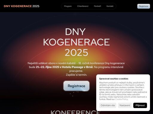 18. ročník dnů kogenerace 21.–22. října 2025 v hotelu passage v brně. odborná konference zaměřená na aktuální dění v kombinované výrobě elektřiny a tepla a moderní energetiky. know-how napříč oborem, zkušenosti, nové technologie, budoucnost kogenerace.