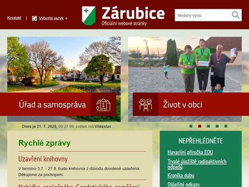 obec zárubice - oficiální stránky.