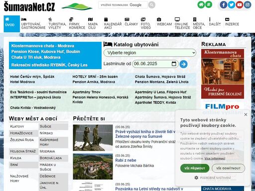 šumava a ubytování šumava na serveru šumava net.cz - katalog ubytování, penziony, tipy pro turisty, cykloturistika a sport, kultura na šumavě a v pošumaví.