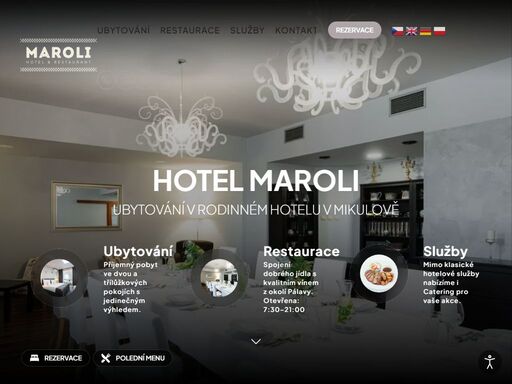 hotel maroli je rodinný hotel, který vám nabízí ubytování v pokojích vybavených dle standardů oficiální jednotné klasifikace ubytovacích zařízení čr.