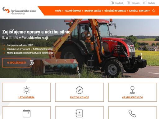 již od roku 2002 zajišťujeme kompletní služby v oblasti silničního hospodářství - správu a údržbu silnic v pardubickým kraji. podrobnosti naleznete na www.suspk.cz.