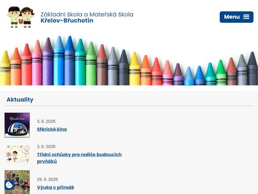 vítejte na webových stránkách zš a mš křelov. škola v křelově je malotřídní od 1. do 5. třídy. ve škole jsou spojené třídy, pro žáky 1. třídy se snažíme, aby výuka probíhala samostatně (pokud to podmínky dovolují).