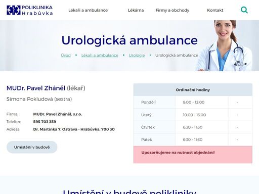 stránky soukromé polikliniky v ostravě - hrabůvce