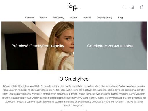crueltyfree.cz - kvalitní produkty v souladu s přírodou. designové kabelky, batohy, peněženky z neživočišné kůže. doplňky stravy nejlepší kvality.