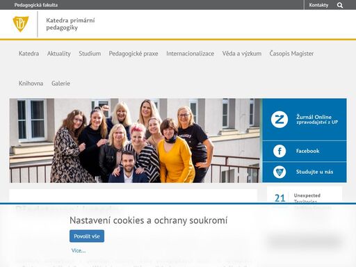 hlavní webové stránky pedagogické fakulty univerzity palackého v olomouci