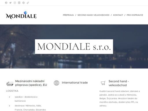 společnost mondiale s.r.o. - mezinárodní spedice | mezinárodní obchod