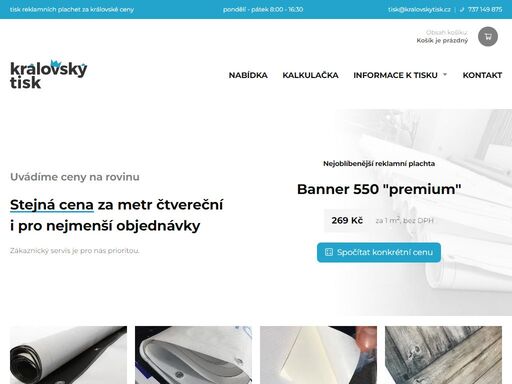 nabízíme tisk reklamních plachet, pvc folií, fotopozadí - to je královský tisk!