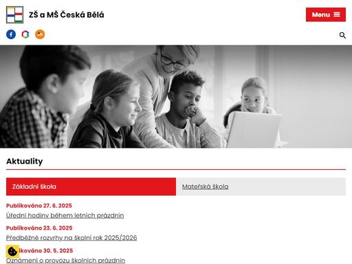 základní škola a mateřská škola česká bělá poskytuje vzdělávání dětem předškolního a školního věku z české bělé a spádových obcí krátké vsi, kojetína, pohledu, jilemníku, ždírce u pohledu, macourova a cibotína. zjistěte o nás více. buďte v obraze.