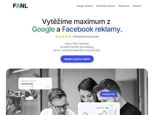 pomáháme e-shopům, b2b firmám i startupům růst díky google & facebook kampaním s reálným výkonem.