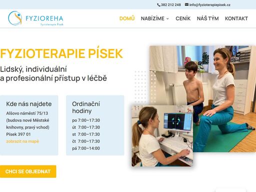 fyzioterapie - diagnostika, terapie a prevence problémů pohybového aparátu, máme nejmodernější přístroje, spolupracujeme s pojišťovnami.