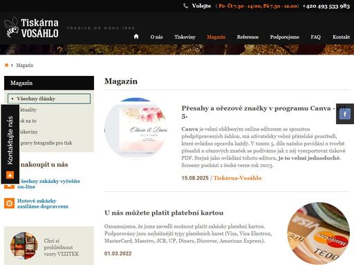 tiskárna vosáhlo,tiskárna,tiskoviny náš sehraný tým vám pomůže na poli kompletního zhotovení tiskovin. žádný zákazník pro nás není malý! jsme tu pro vás již od roku 1990!