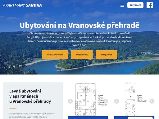 chcete strávit dovolenou u vody? vyberte si vranovskou přehradu v krásném prostředí podyjí. ubytujeme vás v moderně zařízených apartmánech a k dispozici vám bude venkovní bazén. penzion sandra je nově rekonstruovaná zotavovna rovnost. hostům je k dispozici výčep a bar.
