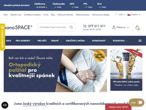 ? 100% český výrobce lůžkovin z nanovláken pro alergiky ? nejširší výběr českých nanoproduktů v čr  ? největší prodejce v čr
