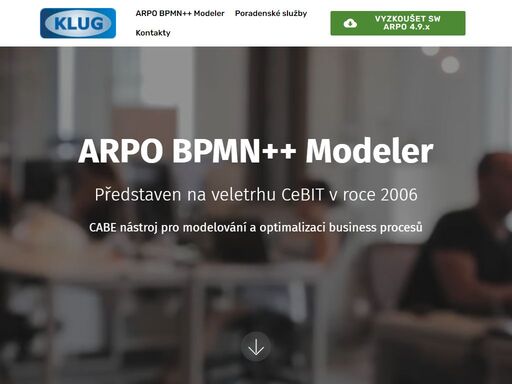 od roku 2006 velmi úzce spolupracujeme s brazilskou společností klug solutions na vývoji vlastního cabe nástroje pro modelování podnikových procesů arpo bpmn++ modeler, poskytujeme poradenské služby související se zavedením procesního řízení a dalším rozvojem business procesů. 
