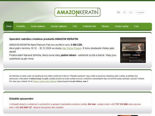 regenerační kúra pro všechny typy vlasů s narovnávacím efektem a dlouhotrvajícím účinkem je vyráběna v usa a jako jedna z mála keratinových produktů splňuje normy evropské unie pro prodej v české republice a na slovensku.