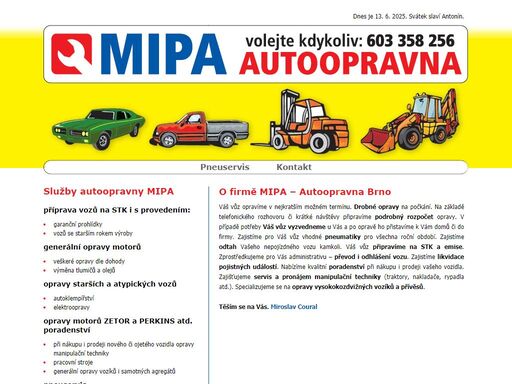 o firmě mipa – autoopravna mipa brno
