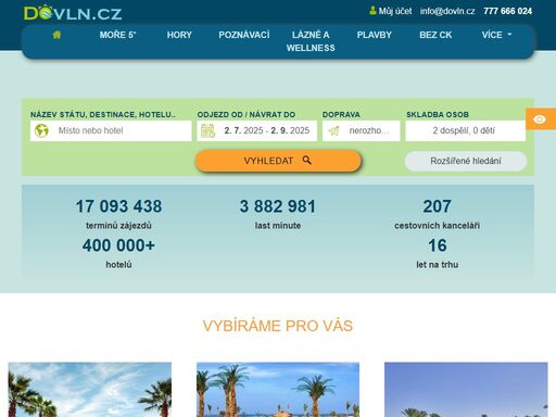 vyhledávač dovolené. zájezdy od 200 cestovních kanceláří na jednom místě. vyberte si a začněte se těšit.