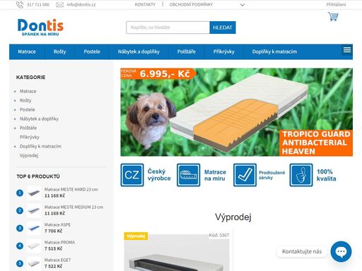 široký sortiment zdravotních a ortopedických matrací, postelových roštů, postelí a lůžkovin od předních českých výrobců.