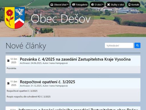 officialní web obce dešov