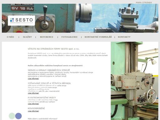 sesto spol. s r.o. | servis a opravy obráběcích strojů, stěhování strojů a těžkých břemen, elektromontážní práce, kovoobrábění
