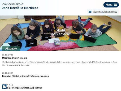 základní škola  jana bezděka, martinice, školní družina základní škola jana bezděka martinice, naše škola stojí uprostřed obce v těsné blízkosti potoka mojeny a patří k nejstarším objektům v obci. stavba školy byla dokončena roku 1858 a v letošním roce si připomínáme 150 výročí jejího založení.