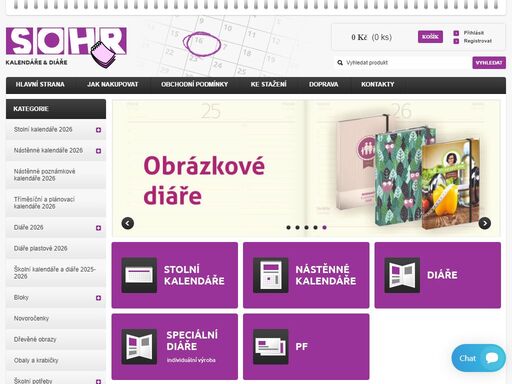 kalendáře a diáře pro rok 2026